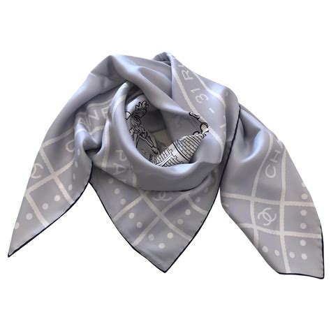 chanel silk scarf grey|chanel silk scarf price.